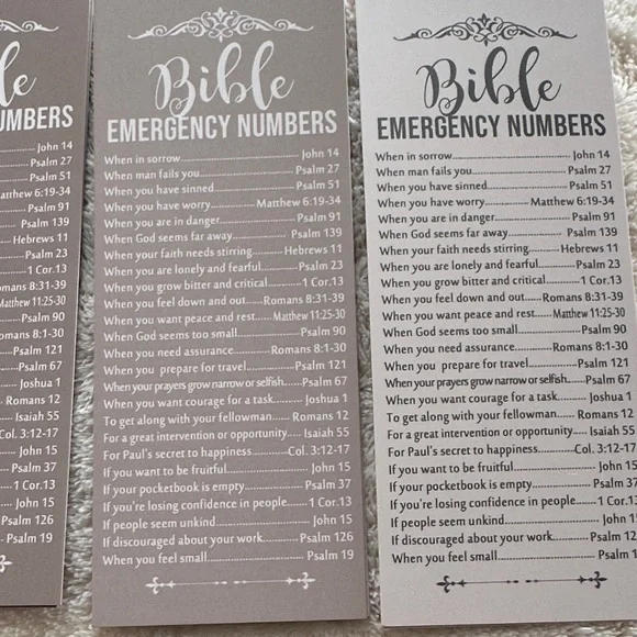 Bible Emergency Numbers Bookmarks Set of 20 6” x 2.5” Invitation to Christ NWT - Picture 5 of 12